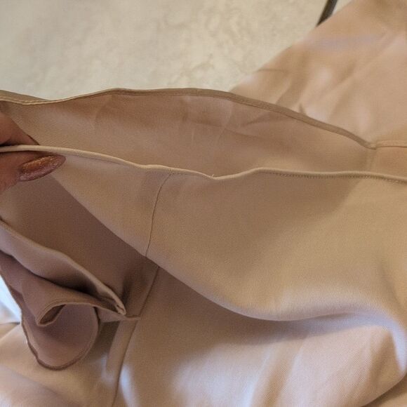 NWT Dessy Collection Off Shoulder Satin Maxi Dress Champagne Cream Color Size 18 - Picture 8 of 15